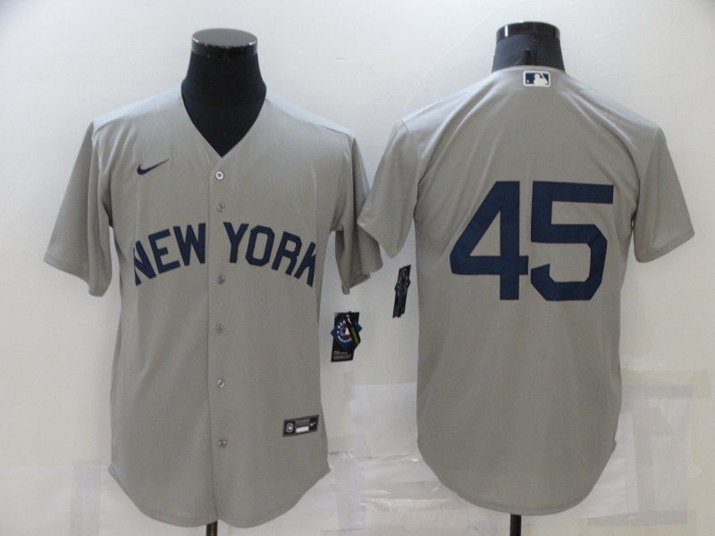 Men New York Yankees #45 No Name Grey Game 2021 Nike MLB Jersey->new york yankees->MLB Jersey